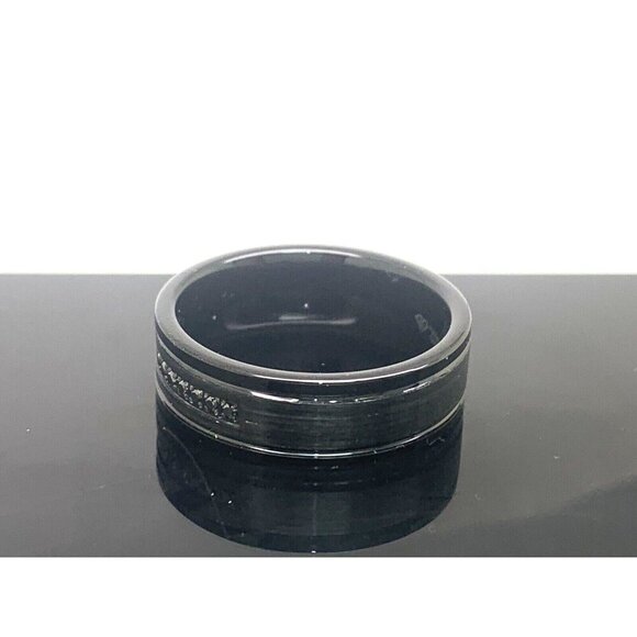 Charming Jewelers Tungsten Wedding Band Ring 8mm Men Women  Men\'s Wedding Band Tungsten Black Gemstones 8mm Wide Ring Size 12.5